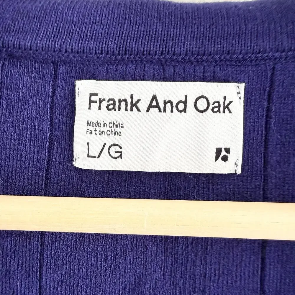 Frank And Oak Rib-Knit Polo Shirt Long Sleeves V Neck Size Large G5006